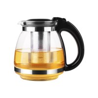 WQSC紫丁香 耐热玻璃茶壶 过滤加厚玻璃泡茶器花茶水壶茶具套装泡茶壶 单壶黑色1.5L(S91)