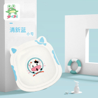 DuDi/青蛙嘟迪 婴儿洗脸盆宝宝盆新生的儿洗屁屁卡通小盆子初生婴儿卡通奶牛小脸盆 小号 蓝白