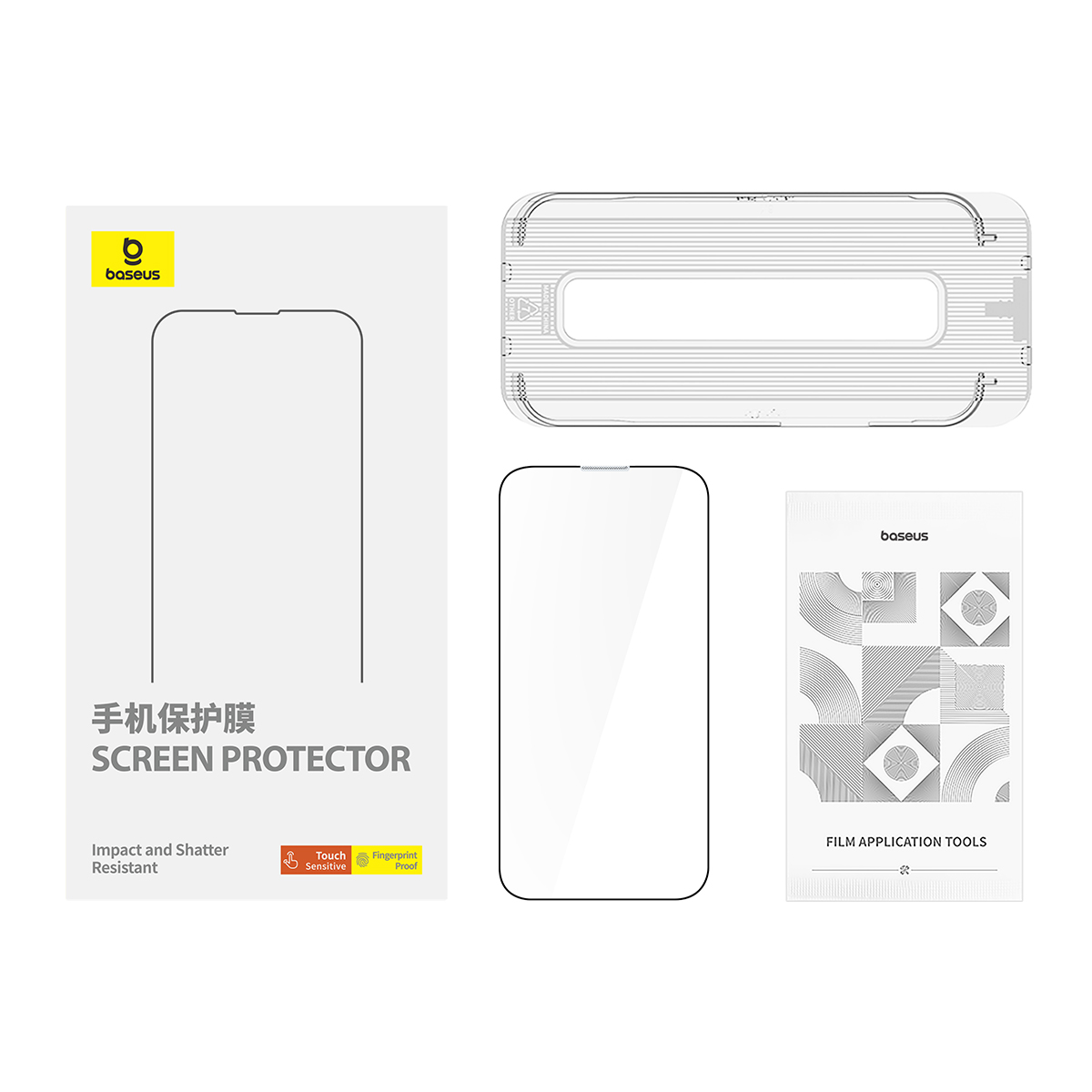 倍思 康宁系列 一体防尘 全屏 高清 钢化膜 For iP 15 Pro Max 透明 单片装 无尘仓 (含:清洁包*1高清大图