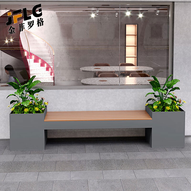 金菲罗格户外坐凳花箱 黑色180x40x50CM高清大图