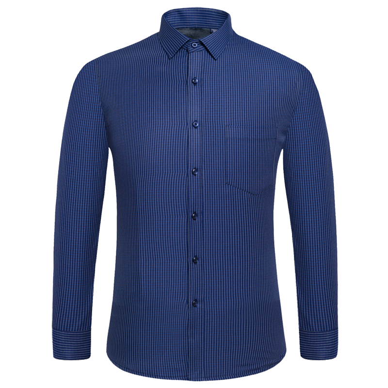 冬季保暖衬衫男长袖加绒加厚条纹中年衬衫爸爸装免烫商务衬衣男士衬衫