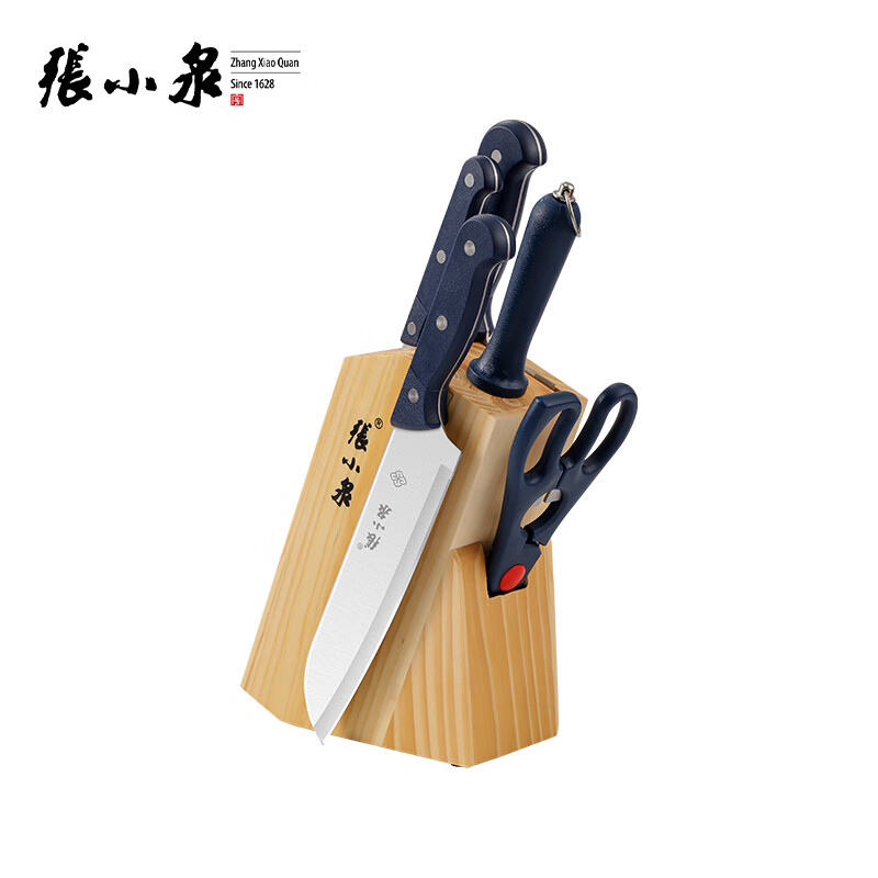 张小泉 锋木刀具六件套D40610100 切菜刀剪刀厨具套装刀具组合高清大图