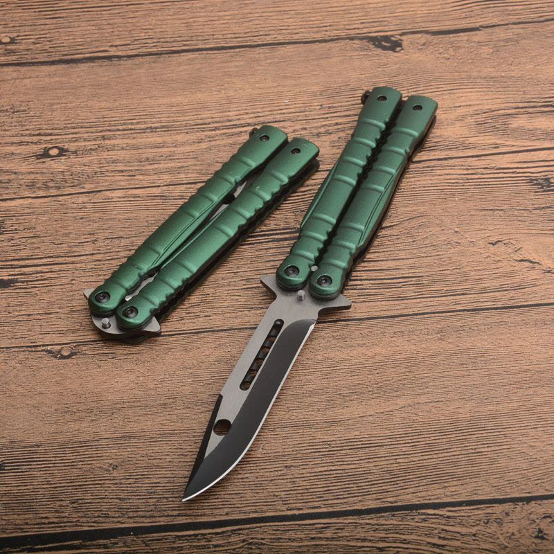 户外野营蝴蝶刀训练刀 蝴蝶训练工具 户外工具 蝴蝶甩刀 多功能折叠刀 便携防卫刀甩出刀折刀图片