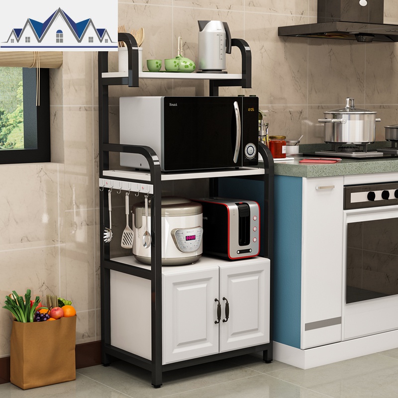 厨房置物架4层落地烤箱柜家用微波炉架多层橱柜储物架收纳调料架 三维工匠高清大图