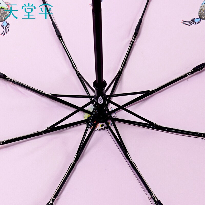 天堂伞全遮光黑胶转印海洋花三折晴雨伞 30492ELCJ1283