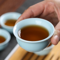 苏氏陶瓷整套陶瓷功夫茶具套装茶杯便携竹制干泡茶盘储水茶台茶道 粉青