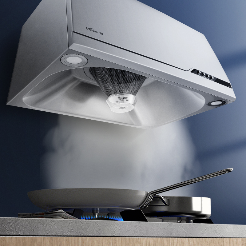 万和h05c抽油烟机大吸力中式老式油烟机顶吸式厨房家用吸油姻机 亮银