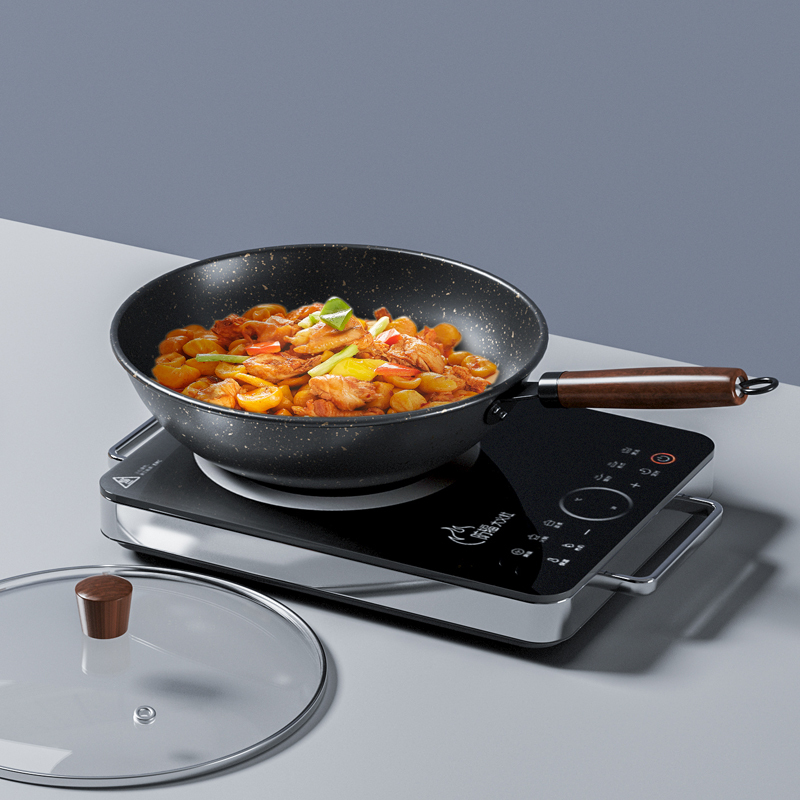 蓝贝奇 LBQ-2102 麦饭石炒锅 32CM(单位:个)黑色高清大图