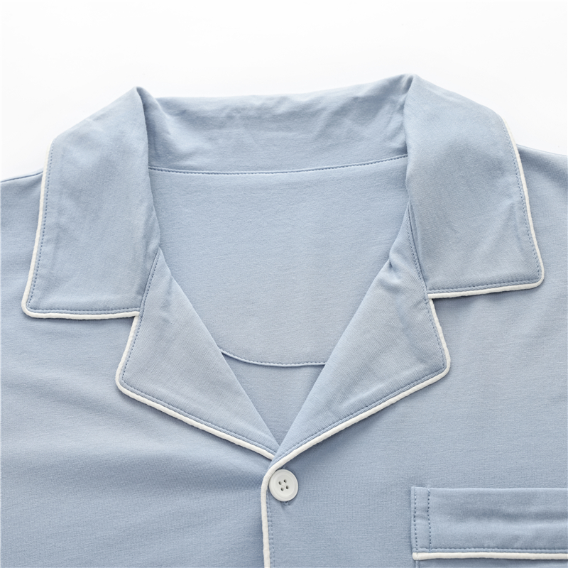 浪莎男士睡衣莫代尔春秋季长袖开衫大码简约休闲青少年家居服套装高清大图