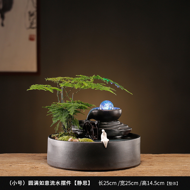 循环流水招财生财鱼缸装饰摆件水晶球轮喷泉景观乔迁开业礼品