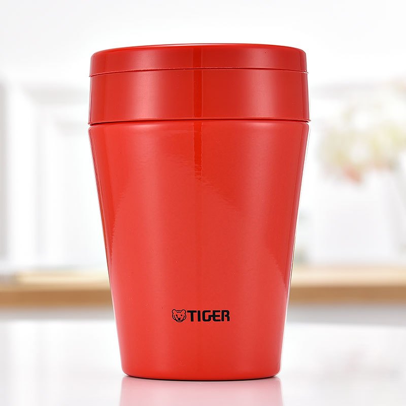 TIGER虎牌304不锈钢汤杯多功能便携保温杯保冷杯 焖烧杯 便携杯子 番茄红 MCC-B38C-RS 380ml