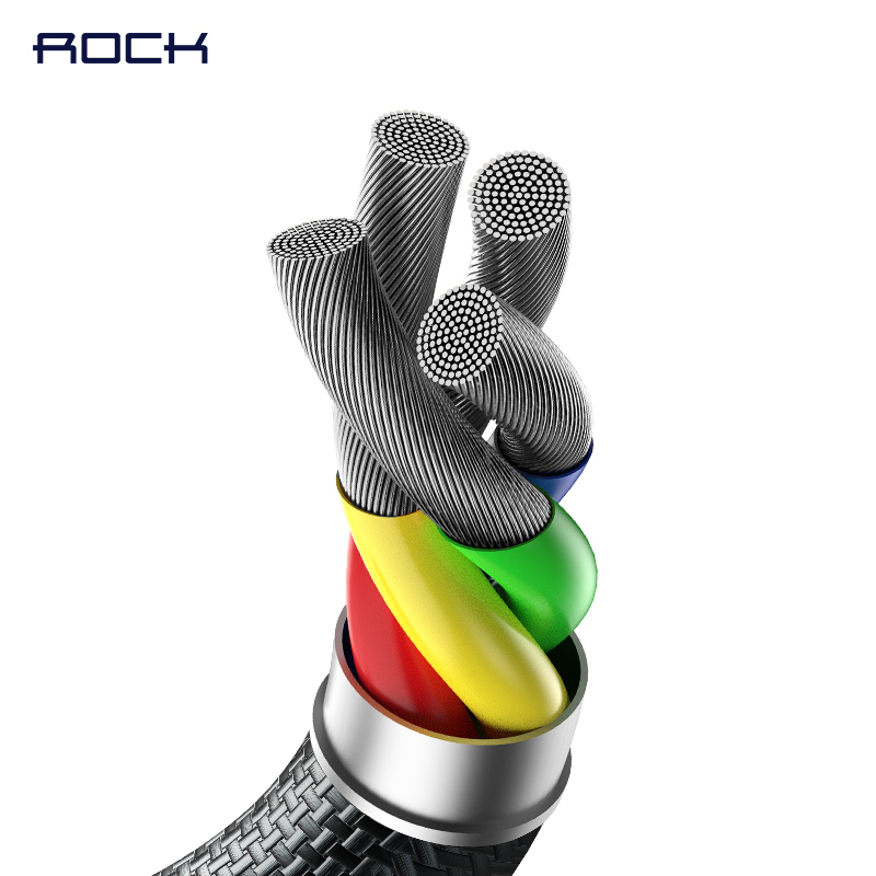 洛克（ ROCK）安卓Micro口数据线 金属编织手机充电器线 适用于华为/小米/三星/荣耀/魅族手机/Pad 1米锖色