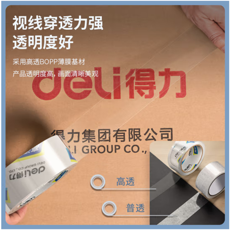 得力(deli)高品质高透明封箱胶带打包胶带60mm*40y*50um(36.6m/卷) 1卷装 30367 13卷起售高清大图
