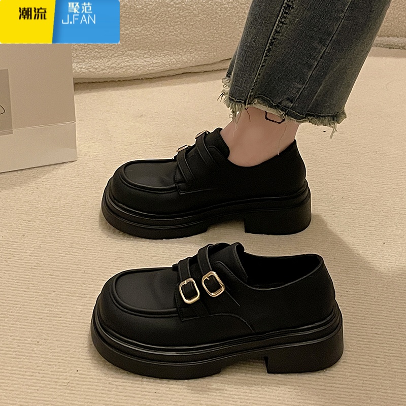 聚范软妹小皮鞋子女英伦风2024年新款乐福鞋配裙子单鞋高清大图