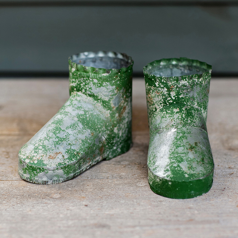 美帮汇铁艺靴子花盆花器 创意个性复古做旧摆件多肉杂货户外庭院 鞋子花器(大号) 中高清大图