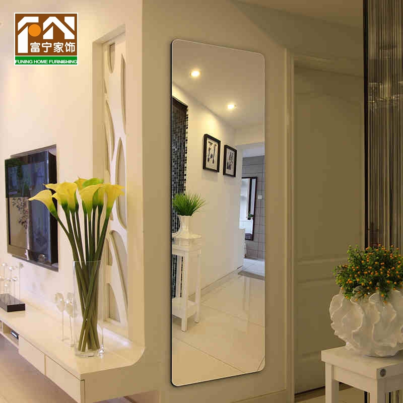 全身镜穿衣镜圆角粘贴壁挂试衣镜简约落地镜衣柜玄关装饰镜子包邮