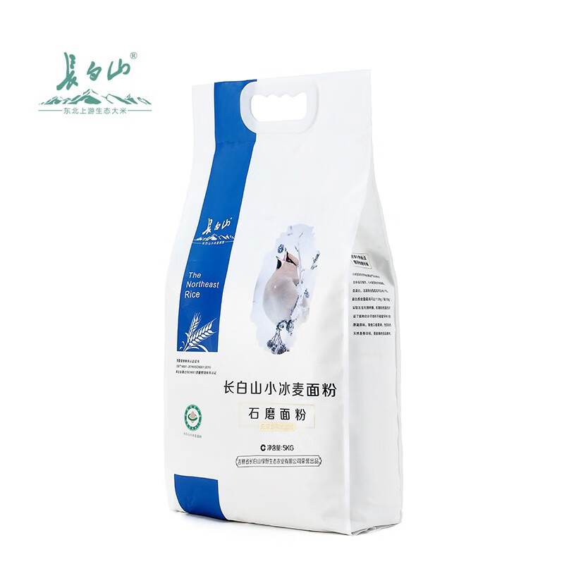 长白山有机石磨小冰麦面粉5KG装高清大图