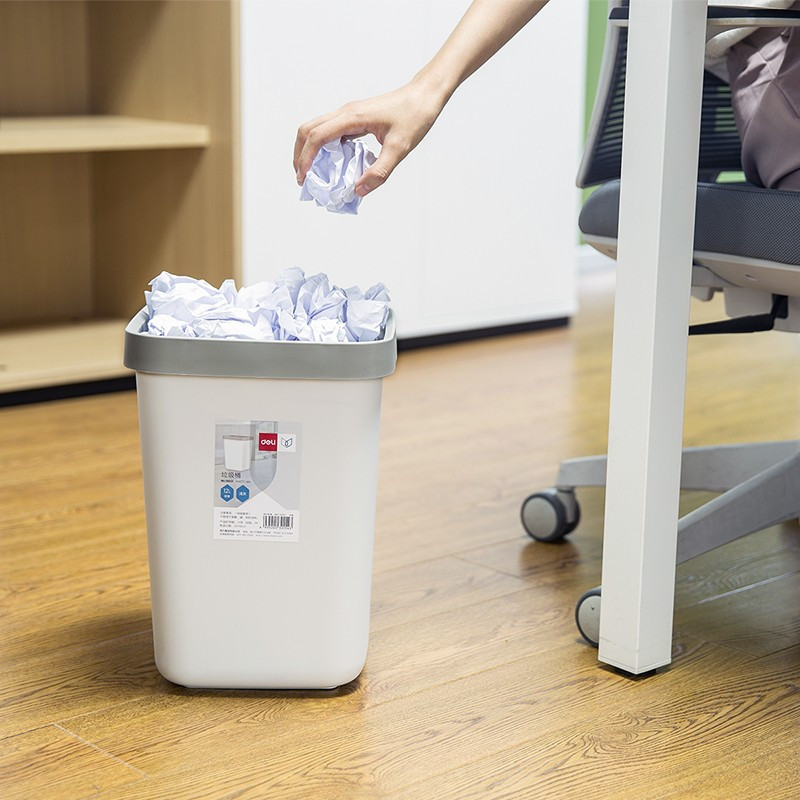 得力(deli) 18821压圈方形垃圾桶 12L 颜色随机(七包服务)
