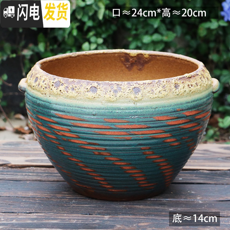 三维工匠特大陶罐花盆陶瓷大号土陶罐法师盆大口径多肉花盆高筒老桩盆 L-117 如图花盆容器高清大图