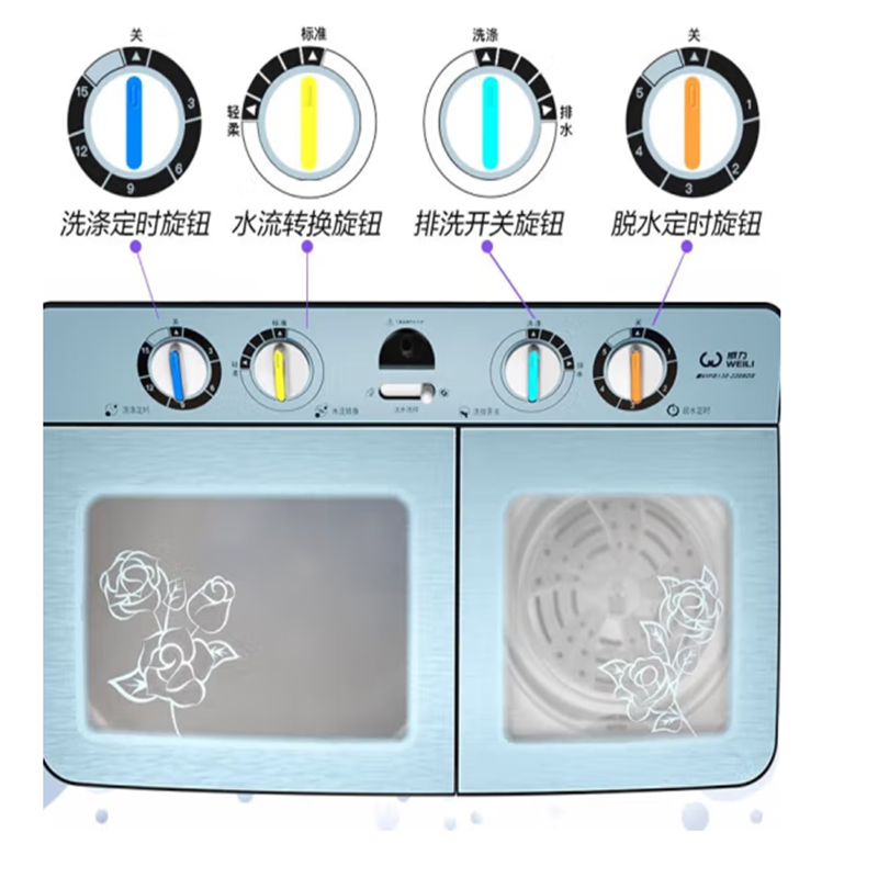 威力(WEILI)洗衣机13kg公斤半自动双缸洗衣机双桶大容量家用 洗脱分离强劲动力双电机 XPB130-2208DS高清大图