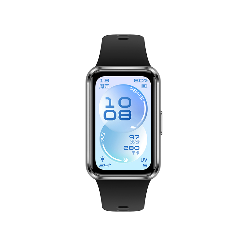 华为/HUAWEI 手环11 标准版 CDY-B29 羽砂黑 锖色铝合金表壳+黑色氟橡胶表带高清大图