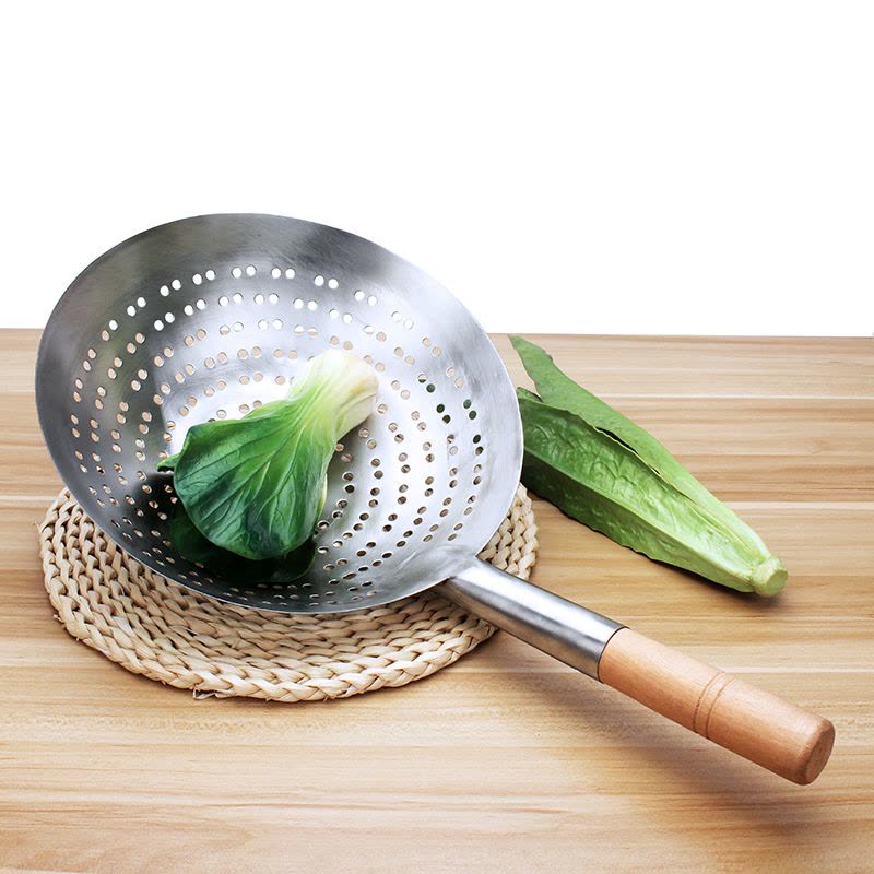 不锈钢漏勺大码厨师油鼓漏油炸大漏勺厨房酒店大号过滤网密滤漏网 敬平 1.0厚22cm全钢漏勺过滤网/油漏图片