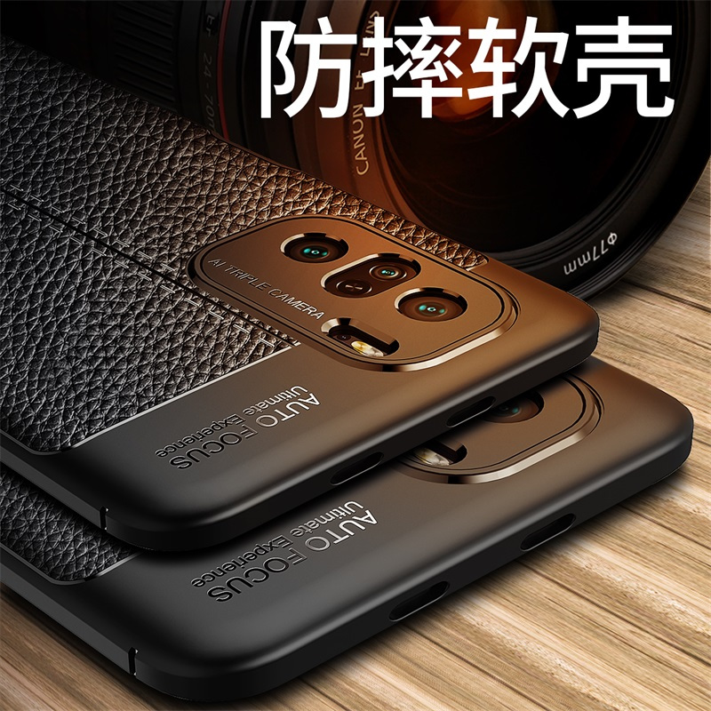 安美宝 红米k40手机壳k30s全包防摔皮纹保护套k40pro+小米红米k40pro外壳镜头新款磨砂硅胶软壳商务简约