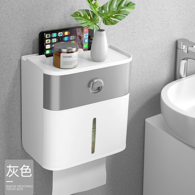 纸巾盒抽纸卷纸筒古达两用卫浴室卫生纸盒擦手纸架免钉厕所简约粘贴式