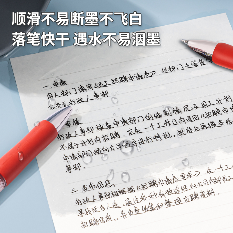 得力S01中性笔0.5mm弹簧头(红) 12支装高清大图