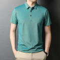 夏季翻领桑蚕丝短袖t恤男莫代尔棉半袖韩版男装变色龙polo衫体恤 中绿色 165/S