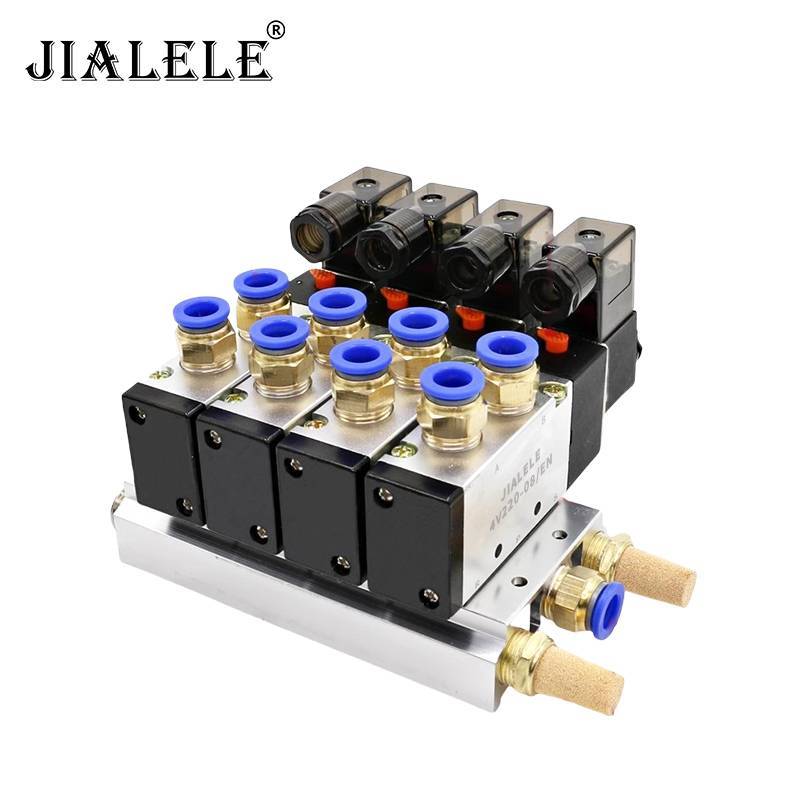 JIALELE 四位电磁阀组 4V220-08/EN 组高清大图