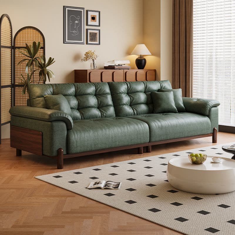 欧梵森 沙发简约现代小户型亲肤雪尼尔绒客厅直排沙发组合网红款客厅家具耐磨生态真皮沙发套装图片