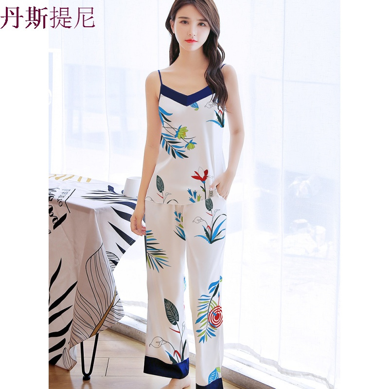 新款睡衣女秋冬季性感丝绸长袖长裤短裤带四件套睡衣夏睡裙套装