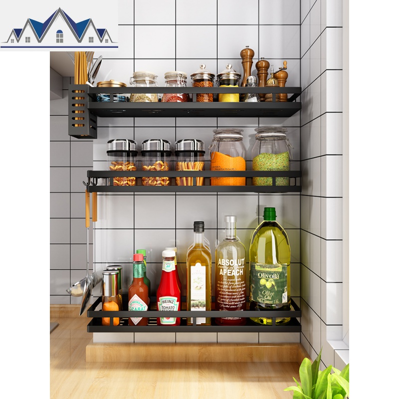 厨房置物架壁挂式佐料架墙上免打孔用品调料调味品收纳架子不锈钢 三维工匠高清大图
