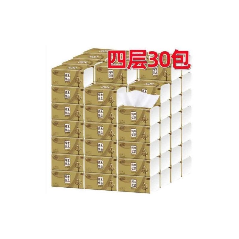 6包特价纸巾原木抽纸40包家用抽纸行车车载面纸加厚四层整箱|买15赠15包(30包)