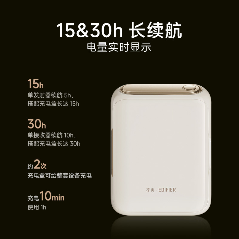 EDIFIER/漫步者M1小金麦无线领夹式收音麦克风手机直播相机录音降噪绒白(安卓专用) 猫宁