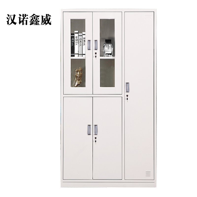 汉诺鑫威钢制五门玻璃更衣柜员工柜铁皮职工储物柜带锁文件柜鞋柜资料柜子高清大图