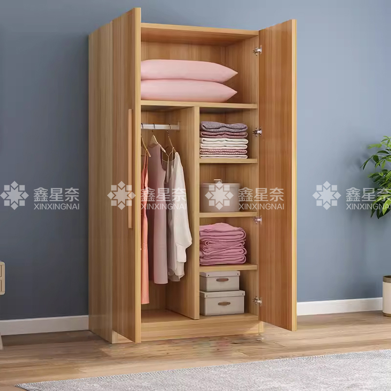 鑫星奈XXN4022318 简约木质衣柜衣服收纳柜 浅胡桃色双门
