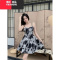 YIBUSHENG大码法式吊带连衣裙女季胖mm收腰显瘦遮肚辣妹短款裙子开衫套装