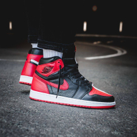 耐克 Nike Air Jordan AJ1 aj1 乔1 黑红脚趾禁穿年度新秀陈冠希联名丝绸男士休闲运动高帮篮球鞋