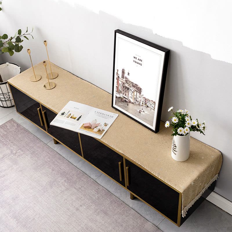 北欧电视柜盖布长方形粉色少女心桌布布艺茶几防尘罩盖巾梳妆台布图片