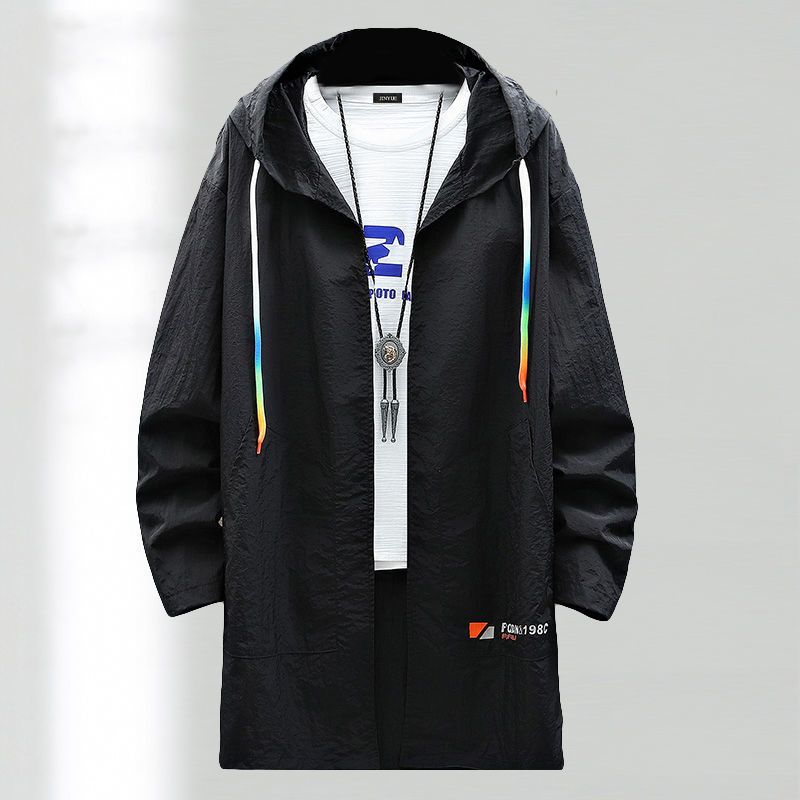 今越男装夏季中长款防晒衣男薄款透气外套连帽防晒服休闲夹克开衫