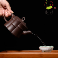 [子冶]340cc节节高升原矿老紫泥宜兴紫砂壶全手工名家正品茶具