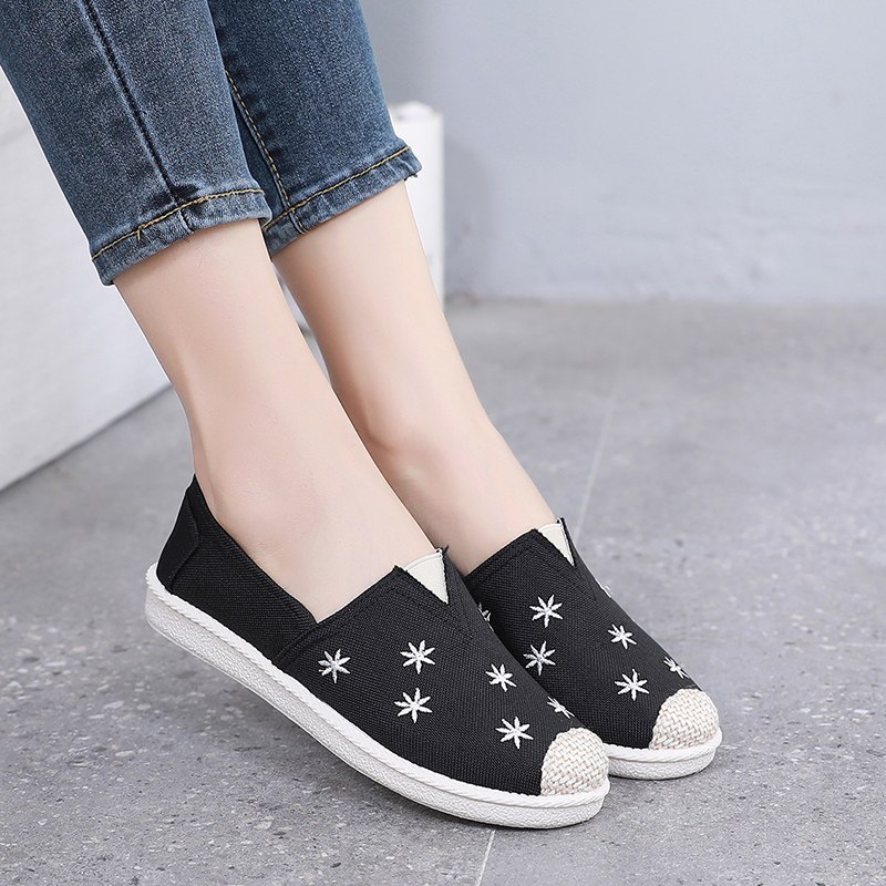 枫述女士帆布鞋1 枫述布鞋女夏季新款平底透气一脚蹬懒人鞋女百搭老