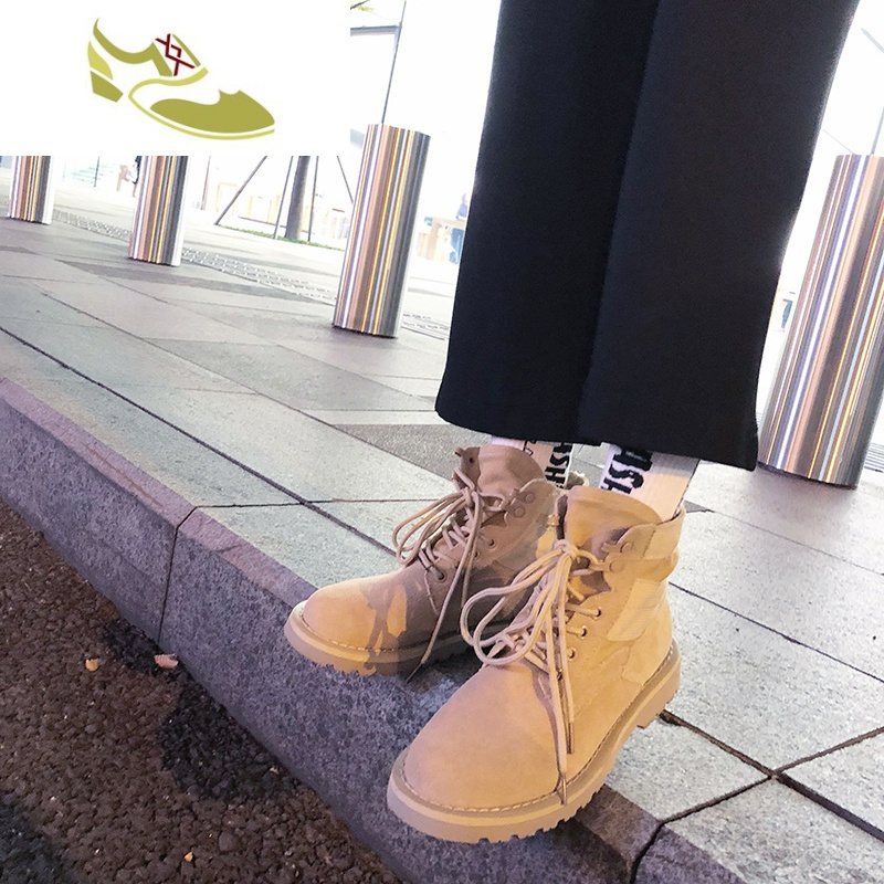 喻娄品牌LES帅T林弯弯秋冬韩国百搭情侣中高帮BF风工装鞋男马丁靴增高