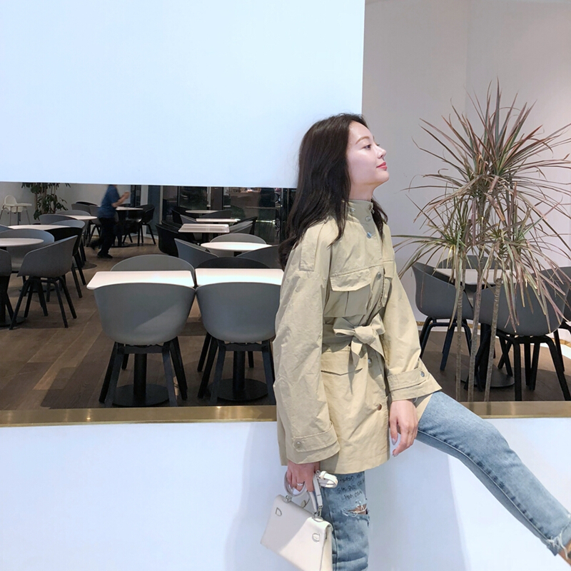 2018秋装小个子lulu风衣女收腰气质港味复古chic宽松工装外套