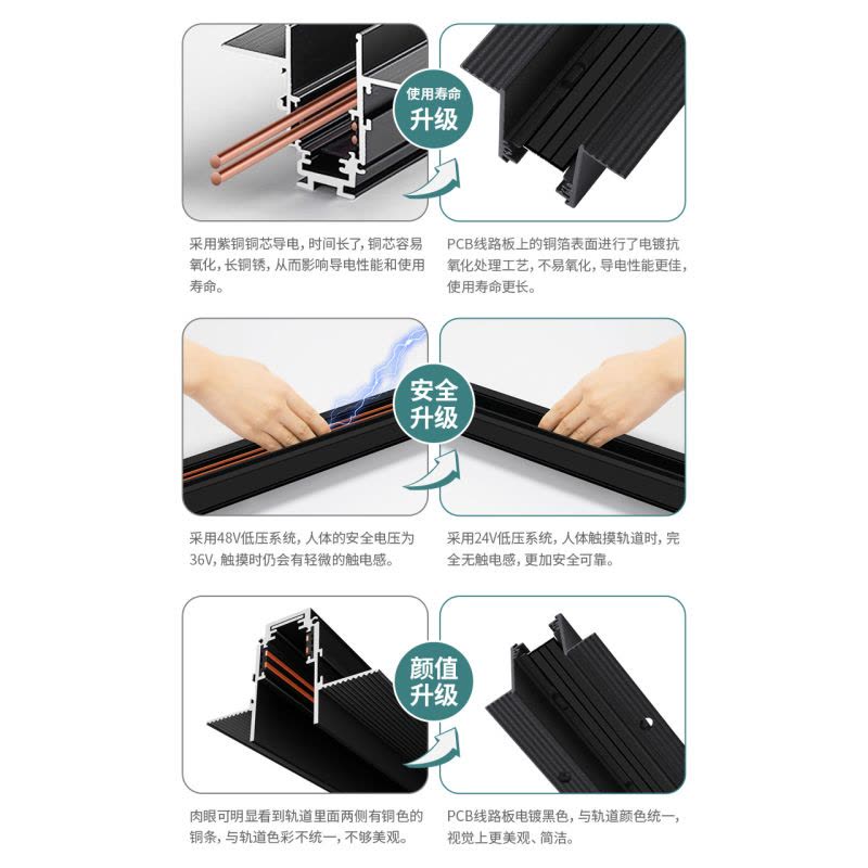 雷士照明无边框嵌入式磁吸轨道灯无主灯线条射灯商业照明酒店别墅图片