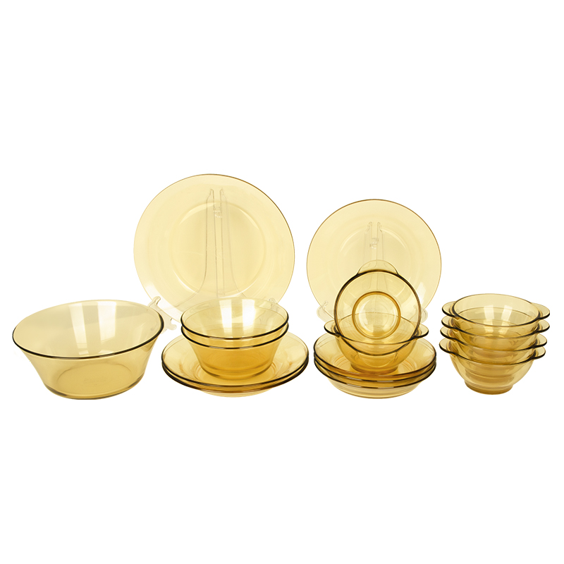 康宁pyrex 玻璃餐具16a件组(2个大汤盘+4个小汤盘+6个带耳碗+1个大色拉碗+2个小色拉碗+1个大盘)高清大图