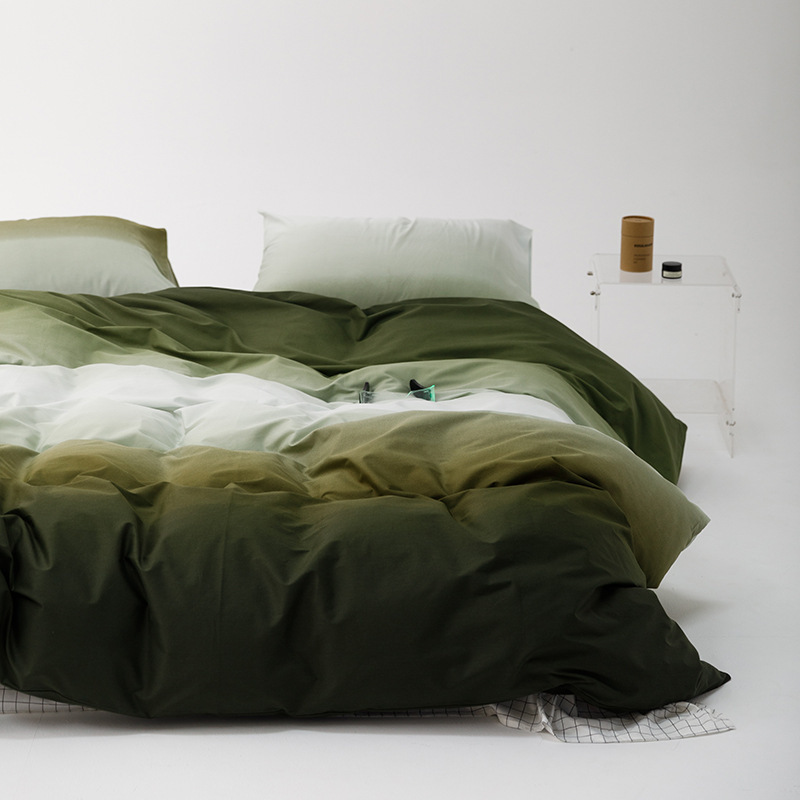 渐变色四件套40支全棉被套南通床单被套床上三件套床笠