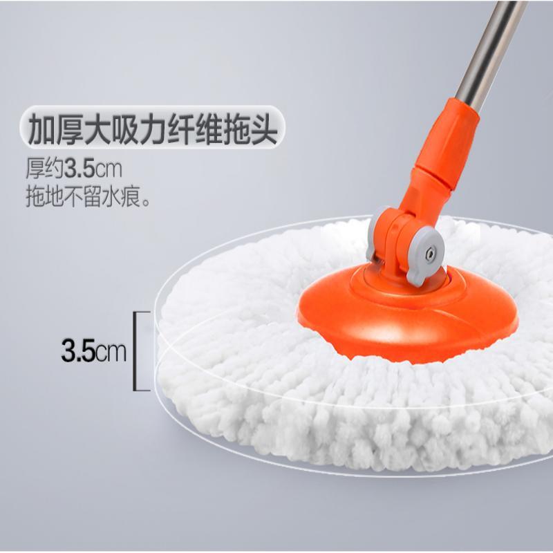 大卫 四驱动旋转拖把桶拖布 干湿两用小木马橘色(普通不锈钢花篮+1杆2头)高清大图